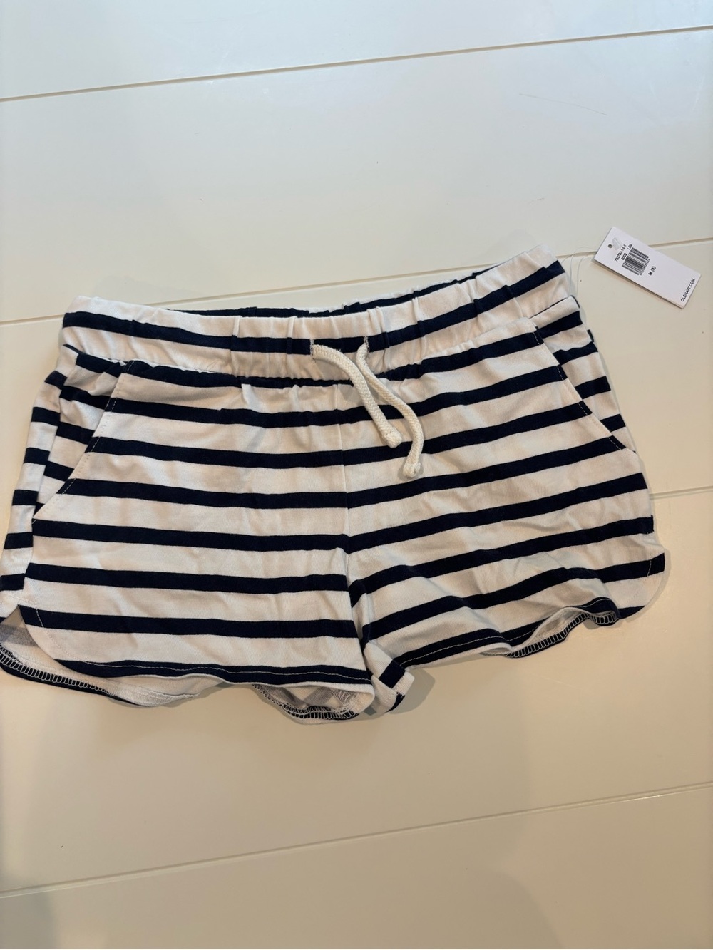Striped Navy and White girls Lounge Shorts